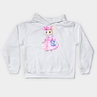 Cute baby mouse in a pink dress Kids Hoodie